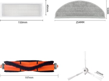 Установите щеткий фильтр MOP Vacuum Cleaner Robot MJSTP/2LITE/2PRO/MJSTL/MJST1S