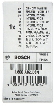 Выключатель Bosch для дрели 1600A02E6N GBH 2-28