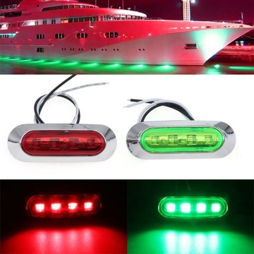 2 sztuk 12V-24V czerwony zielony 4 LED łódź światł