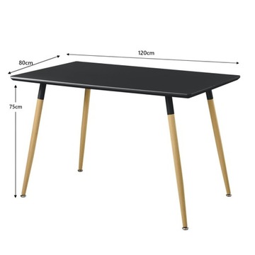 ЧЕРНЫЙ ПРЯМОУГОЛЬНЫЙ СКАНДИНАВСКИЙ СТОЛ 120х80СМ