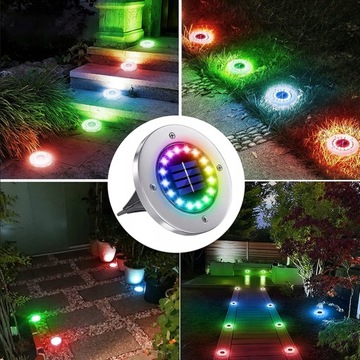 LAMPKI SOLARNE NAJAZDOWE LAMPY OGRODOWE RGB DISC 4