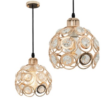 LAMPA WISZĄCA GLAMOUR KULA KRYSZTAŁOWA ZŁOTA GOLD APP208