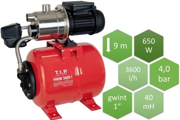 TIP Hydrofor pompa 650W 3600l/h 40mH INOX Niemcy