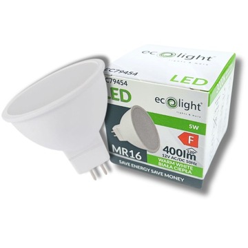 ŻARÓWKA LED MR16 5W 12V AC/DC 3000K 400lm 120° CIEPŁA