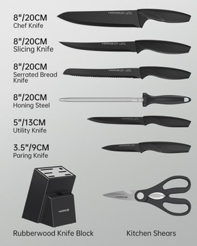 Набор из 8 кухонных ножей с точилкой Homaz life без ножниц.