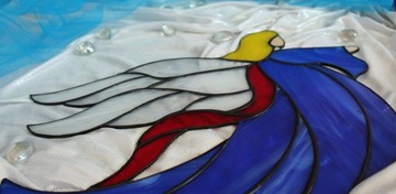 Витраж Ангел Тиффани Кал синий, подвесной