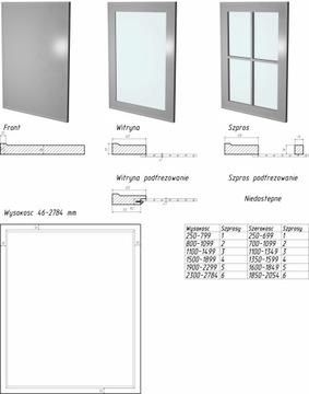 Front Lakierowany MDF 19 do IKEA METOD Panel boczny 39x248 Mat wzór J20