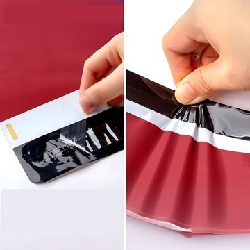 FOLIOPAKI KURIERSKIE CZERWONE Z RĄCZKĄ 310x420+70 50szt THANK YOU