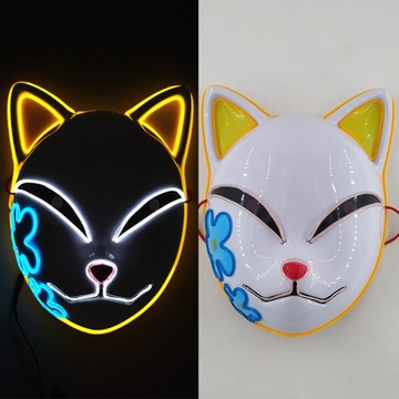 Светодиодная светящаяся маска кошки, косплей, Хэллоуин, карнавал