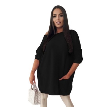 Luźny sweter oversize NOBIS z kieszeniami kolor czarny rozmiar uniwersalny