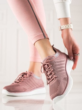 Sznurowane buty sportowe damskie różowe r.37