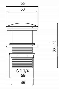 Латунный защелкивающийся сифон и пробка для умывальника ЧЕРНЫЙ без перелива