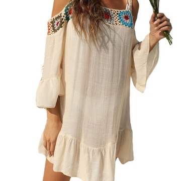 ЛЕТНЕЕ ПЛЯЖНОЕ ПЛАТЬЕ С ОТКРЫТЫМИ ПЛЕЧАМИ