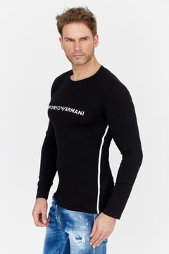 Emporio Armani Czarny longsleeve męski lampasy S