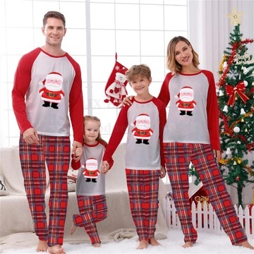 PIŻAMA Boże narodzenie rodzinny pasujące piżamy czerwony Santa Claus Top i