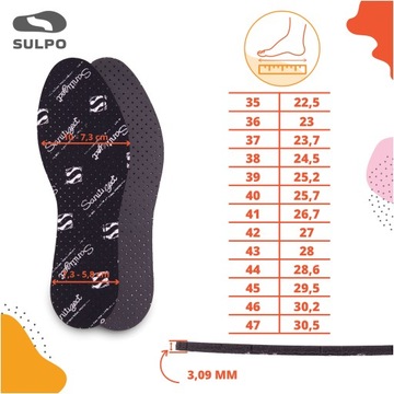 Wkładki do butów antybakteryjne przeciwpotne rozmiary 35-47 SANITIZED