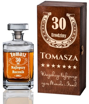 SKRZYNKA KARAFKA DO WHISKY Z GRAWEREM!
