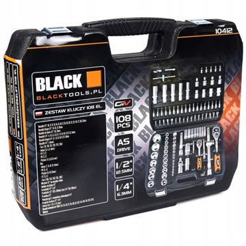 НАБОР ТОРЦЕВЫХ КЛЮЧЕЙ 108 шт. ПЛОСКОЕ КОЛЬЦО 6-22 НАБОР ЧЕРНЫХ CRV