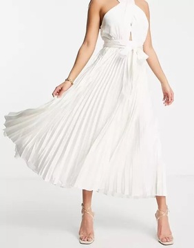 FOREVER NEW sukienka biała plisowana długa 42 XL