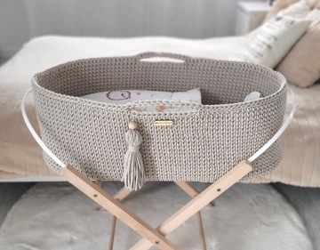 Kosz Mojżesza BOHO Handmade jasny beżowy