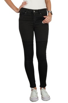 H&M Damskie Czarne Jeansowe Odcinane Spodnie Jeansy Skinny Rurki XL 42