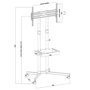 Мобильная напольная подставка для телевизора 32-70 дюймов, подставка на колесах 40 кг, полка