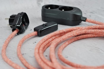 клубничный кабель с натуральной оплеткой лофт-паук