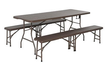 Садовый банкетный стол складной, коричневый ротанг, 180 х 76 х 74 см