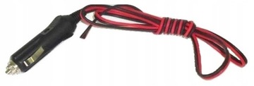 Kabel zasilający 1m + wtyk zapalniczki z LED
