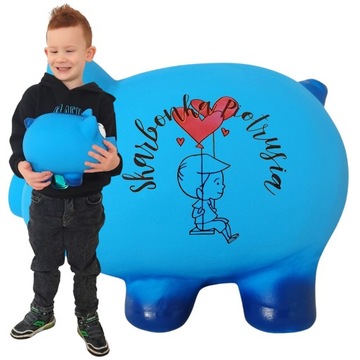 Skarbonka świnka z imieniem personalizowana duża