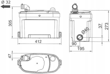 OMNIGENA ТУАЛЕТНЫЙ НАСОС SANIGENA2 КАНАЛИЗАЦИЯ НАСОСНАЯ СТАНЦИЯ DISCRIVER 85Л/МИН