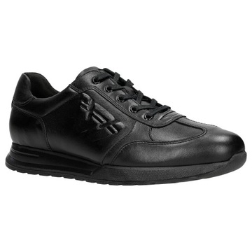Półbuty męskie Wojas czarne sneakersy z tłoczonym logo r.45