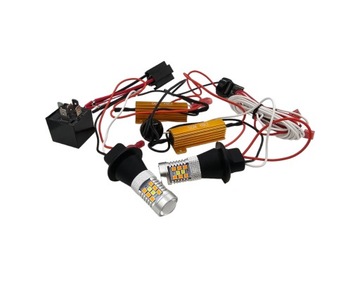 СВЕТОДИОДНЫЕ ДХО ПОВОРОТЫ + ДНЕВНЫЕ ОГНИ 28SMD 2in1 W21W T20 ULTRA POWERFUL