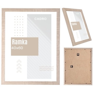 RAMKA 40x60 RAMKI NA ZDJĘCIA DO ZDJĘĆ SONOMA JASNA RAMA MDF 60x40 CM CADRO