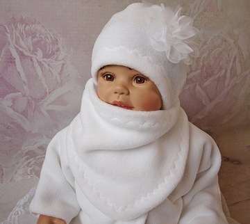 КОМПЛЕКТ ФЛИСОВОЙ ШАПКИ И ШАРФА С ЦВЕТАМИ, РАЗМЕР 74