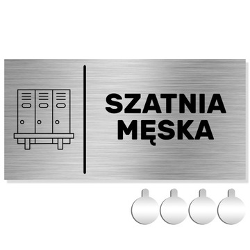 NIERDZEWNA Tabliczka na drzwi/ścianę SZATNIA MĘSKA 10x20 Aluminium