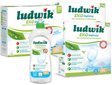 LUDWIK EKO Tabletki 50 Nabłyszczacz 500ml Sól 4kg