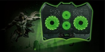 ОХЛАЖДАЮЩАЯ ПОДСТАВКА ДЛЯ НОУТБУКА 15,6 ДЮЙМА, ЧЕРНАЯ, РЕГУЛИРУЕМАЯ ПОДСТАВКА С СВЕТОДИОДНОЙ СВЕТОДИОДНОЙ ПОДДЕРЖКОЙ И USB