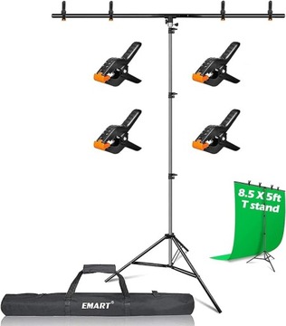 EMART STATYW DO TŁA 1,5 x 2,6 m, Stojak na Tło z klipsami
