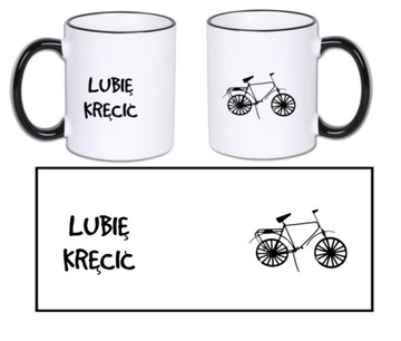 Kubek czarny rant lubię kręcić rower rowerzysta