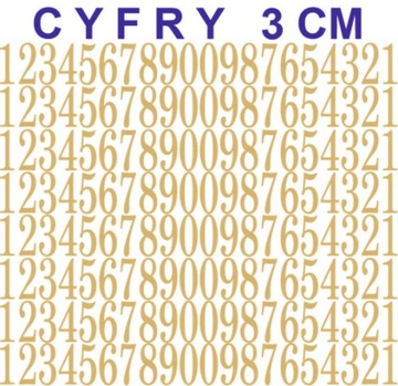 NAKLEJKI CYFRY, LICZBY 3 CM ŻÓŁTO-ZŁOTE 160 sztuk