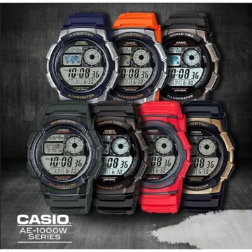 Casio ZEGAREK MĘSKI CASIO AE-1000W-1AV - WORLD TIME + BOX