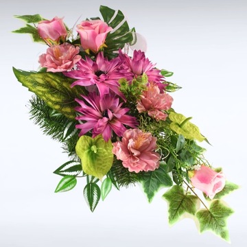 STROIK NA CMENTARZ KOMPOZYCJA KWIATOWA Dekoracja Róże Wiązanka +TOPPER