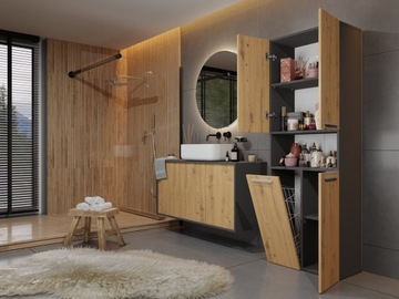 ПОЛКА ДЛЯ ВАННОЙ КОМНАТЫ С КОРЗИНОЙ ДЛЯ БЕЛЬЯ 60см