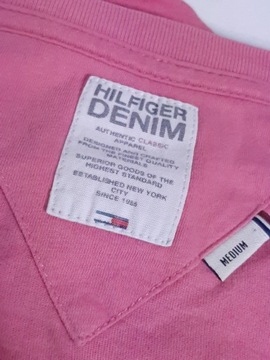 T SHIRT HILFIGER DENIM M BAWEŁNA VINTAGE RÓŻOWY