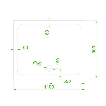 ПРЯМОУГОЛЬНЫЙ ДУШЕВОЙ ПОДДОН SLIM ST04B БЕЛЫЙ 110x90 СМ