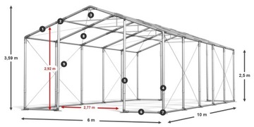 Namiot Garażowy 6x10m [2,5m] Budowlany DAS 560 WP