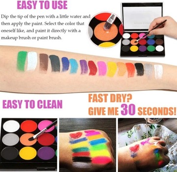 КРАСКИ ПРЕМИУМ КРАСКИ ДЛЯ КРАСКИ ДЛЯ ЛИЦА И ТЕЛА 15 ЦВЕТОВ, МОЮЩИЕСЯ ДЛЯ ДЕТЕЙ