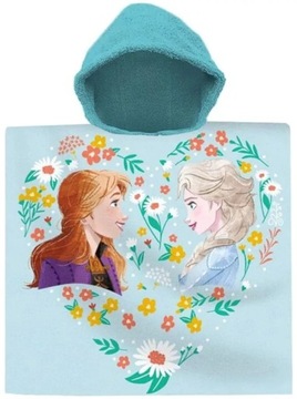 Ponczo kąpielowe - ręcznik kąpielowy z kapturem Kraina Lodu - Anna i Elsa