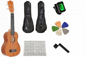 MAHONIOWE UKULELE SOPRANOWE + AKCESORIA